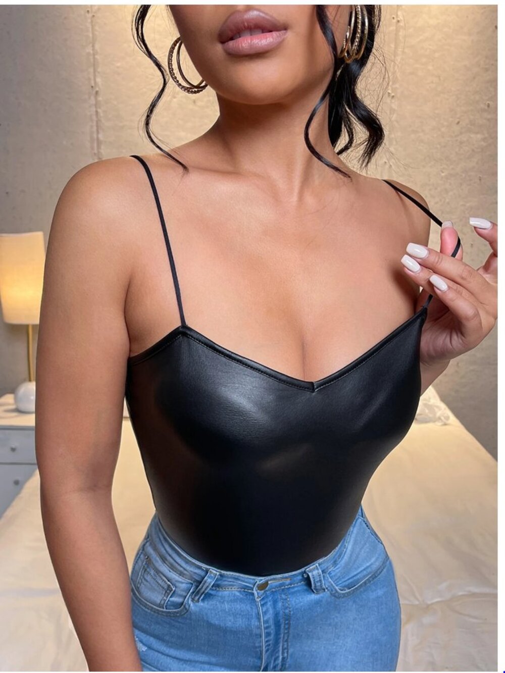 SHEIN SXY PU Leather Cami Top
